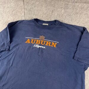Vintage Auburn Tigers T Shirt Mens XL Navy‎ Blue NCAA Football Embroidered Logo